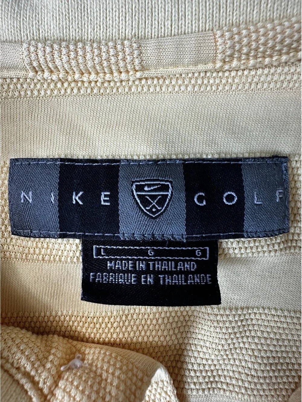 Vintage 90s Nike Golf Polo Shirt Mens Large Yellow Dakota Dunes Open Striped